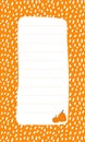 Cute vector note list template for kids. Memo card on orange background with pumpkins in hand drawn cartoon style