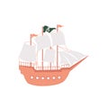 Cute vector ocean illustration with ship.Underwater cartoon creatures.Marine animals.Cute childrens design for fabric