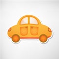 Cute vector orange toy car icon isolated Royalty Free Stock Photo