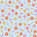 Cute vector pastel pattern with goodies Royalty Free Stock Photo