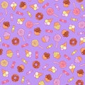 Cute vector pastel pattern with goodies