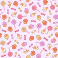 Cute vector pastel pattern with goodies Royalty Free Stock Photo