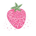 Cute vector pink sketch textured strawberry