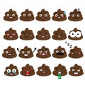Cute vector poop emoji set. Turd emoticons, design elemets