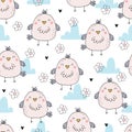 Cute vector print with chick. Vector pattern. Seamless vector pattern