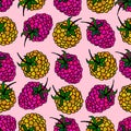 Cute vector raspberry pattern. Royalty Free Stock Photo