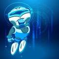 Cute Vector Robot on blue Background.