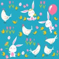 Vector seamless pattern for easter and spring Royalty Free Stock Photo