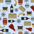 Cute vector seamless pattern about vikings life