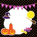 Cute vector set with Frame Halloween illustrations. have pumpkin,witch hat, moon ,candy,icons and design elements.Frame design Ha Royalty Free Stock Photo