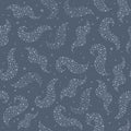 Cute vector simple pastel dark dusty blue seamless pattern. Sky background with stars and constellations Royalty Free Stock Photo
