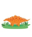 Cute vector stegosaurus on the grass isolated on a white background. Colorful cartoon illustration funny dinosaur Royalty Free Stock Photo