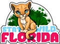 Cute Vector sticker with cougar puma and with the inscription \