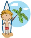 Cute vector surfer boy Royalty Free Stock Photo