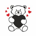Cute vector teddy bear holding red heart isolated Royalty Free Stock Photo