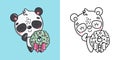 Cute Vector Xmas Panda Clipart for Coloring Page and Illustration. Happy Clip Art Christmas Bear.