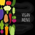 Cute Vegan Menu background with various vegetables