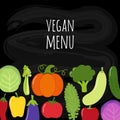 Cute Vegan Menu background with various vegetables