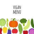 Cute Vegan Menu background with various vegetables