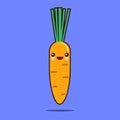 Cute vegetable cartoon character carrot icon kawaii Smiling face. Royalty Free Stock Photo