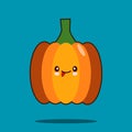 Cute vegetable cartoon character pumpkin icon kawaii Smiling face.