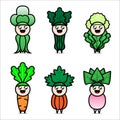 Cute Vegetable Cartoon Character Vector Illustration Pack