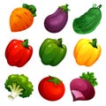 Cute vegetable icon game set element