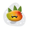 Cute vegetables characters kawaii for kids. Funny Mango. Vector flat illustration Royalty Free Stock Photo