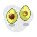 Cute vegetables characters kawaii for kids. Funny green avocado. Flat cartoon, isolated, colorful vector illustration Royalty Free Stock Photo