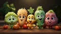 Cute vegetables, Disney pixar , 3d render
