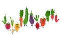 Cute veggies cartoon set isolated on white Royalty Free Stock Photo