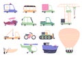 Cute vehicles. Cartoon colorful automobile and transport vehicles, funny kid and family cars transport, taxi bus pickup