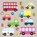 Cute Vehicles Transport set Royalty Free Stock Photo