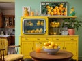 Cute and Vibrant Colored Kitchen with Retro Flair