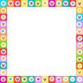 Cute vibrant square love frame made of doodle hearts on white background Royalty Free Stock Photo