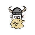 Cute viking cartoon character, scandinavian style. Vector illustration