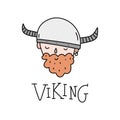 Cute viking cartoon character, scandinavian style. Vector illustration