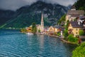 Cute village on the shore of the lake, Hallstatt, Austria