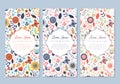 Cute vintage doodle floral cards set Royalty Free Stock Photo