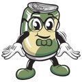 cute vintage drink can being smart geek character mascot illustration