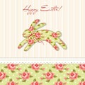 Cute Vintage Easter Card In Shabby Chic Style With Bunny