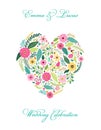 Cute vintage elements as rustic hand drawn first spring flowers