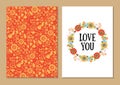 Cute vintage floral cards set. Royalty Free Stock Photo