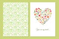 Cute vintage floral heart cards Royalty Free Stock Photo