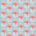 Cute Vintage Kids Xmas Snowmens Pattern Background