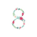 Cute vintage number eight with flowers