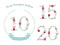 Cute vintage numbers with hand drawn rustic flowers