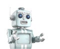 Cute vintage robot raising hands and look forward with hope Royalty Free Stock Photo