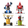 Cute vintage robot technology machine future science toy and cyborg futuristic design robotic element icon character