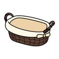 Cute vintage wicker basket. Hand drawn illustration